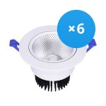 Mehrfachpackung 6x LED Deckenstrahler Rund Schwenkbar 12W 960lm 60D - 930 Warmweiß | 110mm - Ausschnitt 90mm - UGR <19