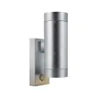 Nordlux Tin Applique Murale Métal et Verre Gris Up & Down | 76mm - IP54 - Convient pour 2x GU10 - Détecteur de Mouvement et de Lumière